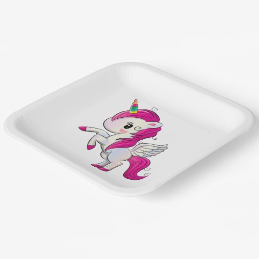 Cartoon Unicorn Pappteller (Gewinkelt)