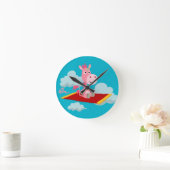 Cartoon Unicorns magische Teppichfahreruhr Runde Wanduhr (Zuhause)