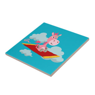 Cartoon Unicorns magischer Teppichboden Fliese