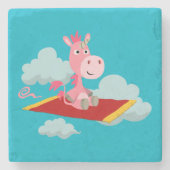 Cartoon Unicorns magischer Teppichfahrer Stone Unt Steinuntersetzer (Vorderseite)