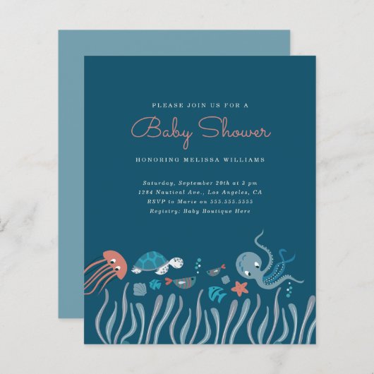 Cartoon unter der Sea Ocean Baby Dusche (Vorne/Hinten)