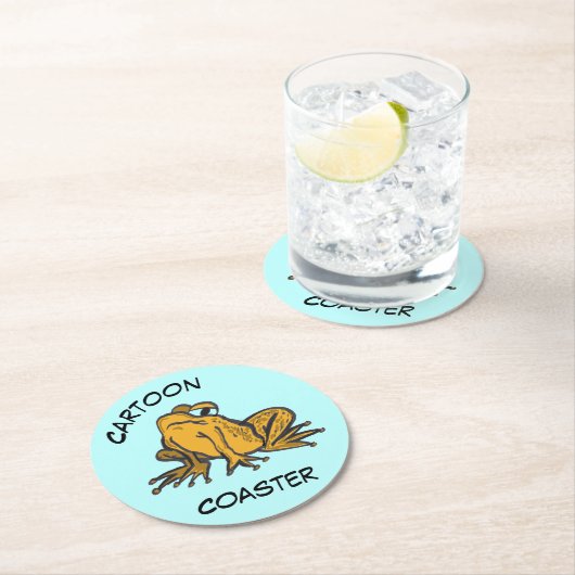 Cartoon Untersetzer: Niedlich Toad Runder Pappuntersetzer (Vor Ort)