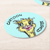 Cartoon Untersetzer: Niedlicher StraußenUntersetze Runder Pappuntersetzer (Angewinkelt)