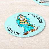 Cartoon Untersetzer: SEIN 50. Geburtstag Untersetz Runder Pappuntersetzer (Angewinkelt)