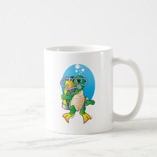 Cartoon-Unterwasseratemgerät-Schildkröte Kaffeetasse