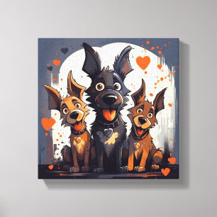 Cartoon Valentine Hunde Art 2 Leinwanddruck