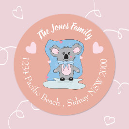 Cartoon Valentine koala peach Umschlag Aufkleber