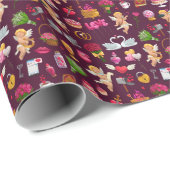 Cartoon Valentinus Muster-Kupid Geschenkpapier (Rolleneckpunkt)