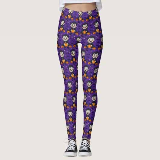 Cartoon Vampire Halloween - Kürbis, Bat Leggings (Vorderseite)
