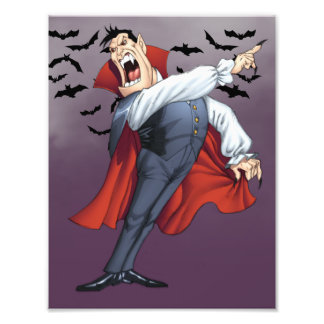 Cartoon Vampire mit Fledermäusen von Al Rio Fotodruck