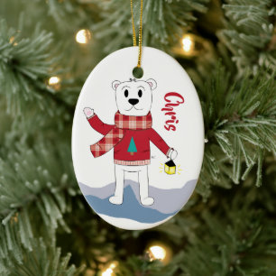 Cartoon Vater Eisbär Weihnachtsgeschmack Keramik Ornament