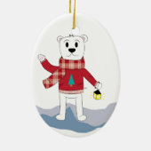 Cartoon Vater Eisbär Weihnachtsgeschmack Keramik Ornament (Hinten)