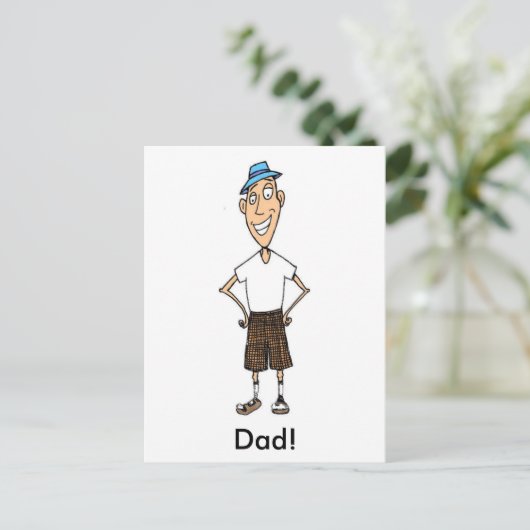 Cartoon Vater Postkarte (Stehend Vorderseite)