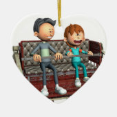 Cartoon-Vater und Sohn auf einem Riesenrad Keramik Ornament (Vorne)
