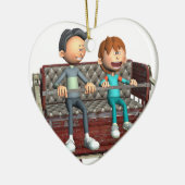 Cartoon-Vater und Sohn auf einem Riesenrad Keramik Ornament (Links)