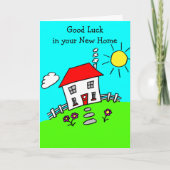Cartoon Viel Glück Neue Zuhause Karte (Vorderseite)