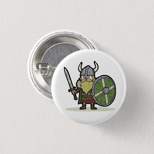 Cartoon Viking Botton Button (Vorne & Hinten)