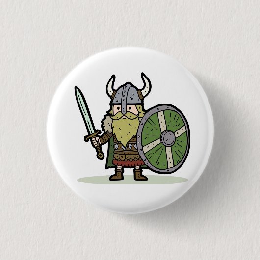 Cartoon Viking Botton Button (Vorderseite)