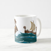 Cartoon Viking Invasionsflotte Kaffeetasse (VorderseiteRechts)