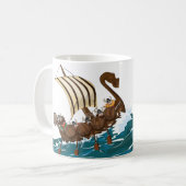 Cartoon Viking Invasionsflotte Kaffeetasse (Vorderseite Links)