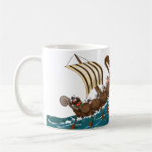 Cartoon Viking Invasionsflotte Kaffeetasse (Links)