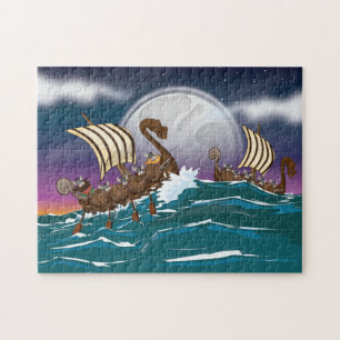 Cartoon Viking Invasionsflotte Puzzle