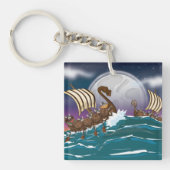 Cartoon Viking Invasionsflotte Schlüsselanhänger (Vorderseite)