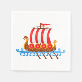 Cartoon Viking Ship Serviette
