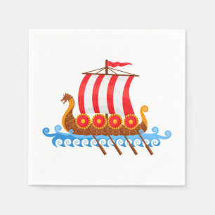 Cartoon Viking Ship Serviette