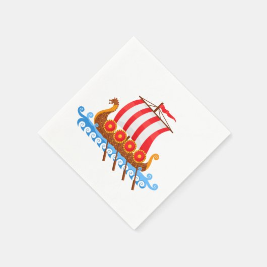 Cartoon Viking Ship Serviette (Ecke)