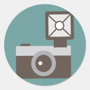 Cartoon Vintag Camera Runder Aufkleber