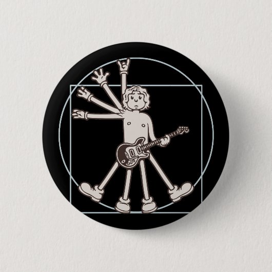 Cartoon Vitruvian Rocker Button (Vorderseite)