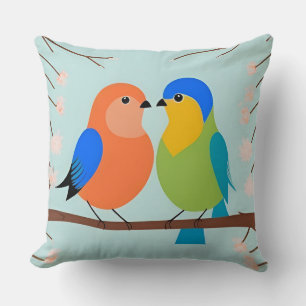 🐦 Cartoon-Vogel-Duo-Wurfkissen Natur-Akzente 🌸✨ Kissen