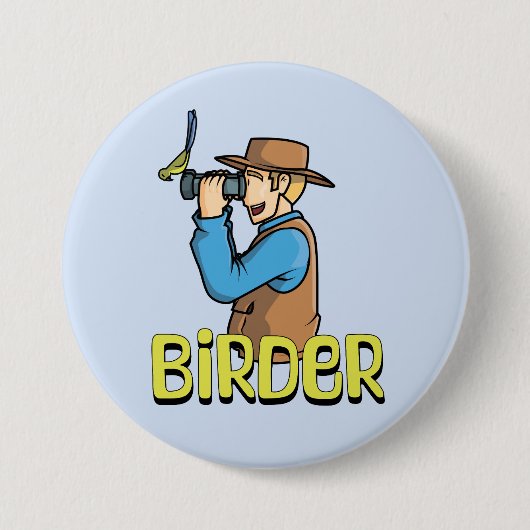 Cartoon Vogelbeobachter Button (Vorderseite)