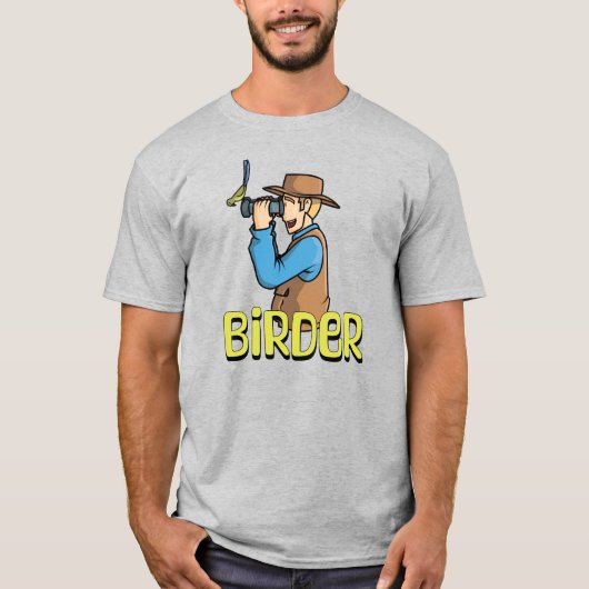Cartoon Vogelbeobachter T-Shirt (Vorderseite)