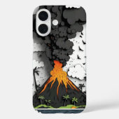 Cartoon Volcano Eruption & Palm Trees Phone Case (Rückseite)