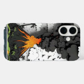 Cartoon Volcano Eruption & Palm Trees Phone Case (Rückseite (Horizontal))