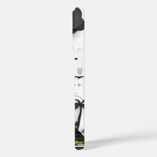 Cartoon Volcano Eruption & Palm Trees Phone Case (Rückseite / Links)