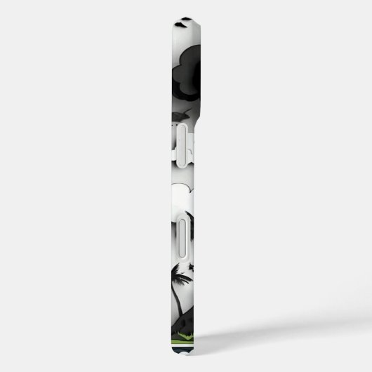 Cartoon Volcano Eruption & Palm Trees Phone Case (Rückseite / Rechts)