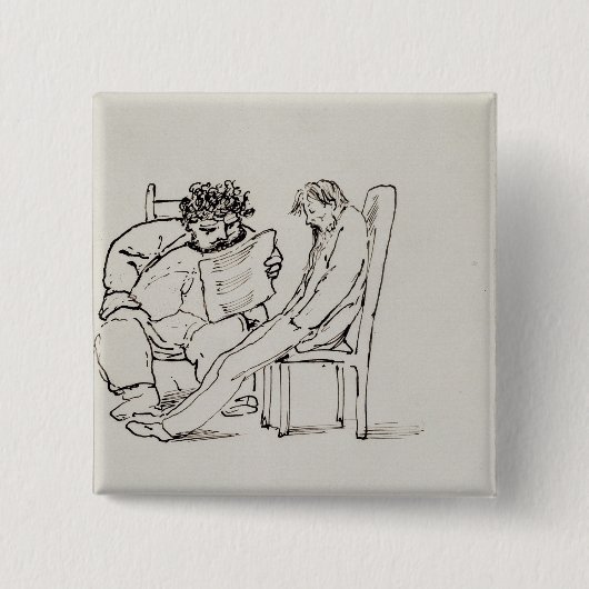 Cartoon von (1834-96) Lesepoesie Williams Morris Button (Vorderseite)