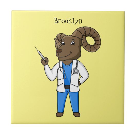 Cartoon von Bighorn-Schafen Fliese (Vorderseite)