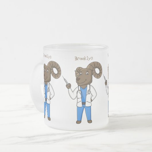 Cartoon von Bighorn-Schafen Mattglastasse (Vorderseite Links)