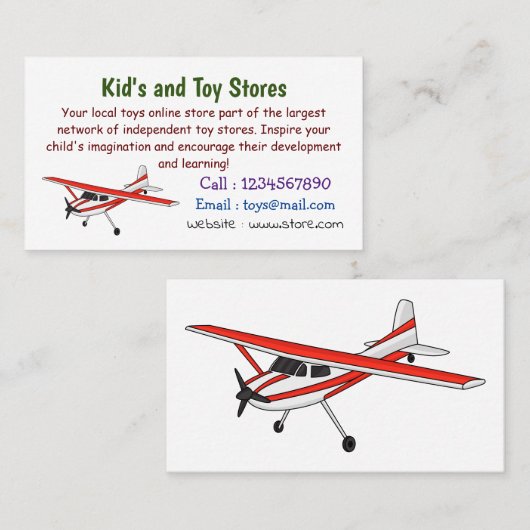 Cartoon von dreirädrigen Flugzeugen Visitenkarte (Vorne/Hinten)