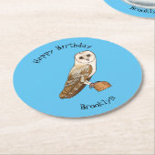 Cartoon von Eulenvögeln Runder Pappuntersetzer (Angewinkelt)