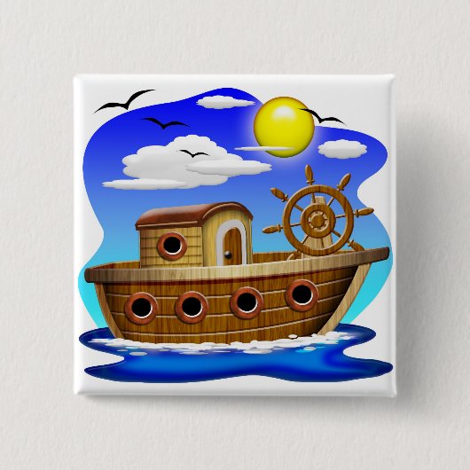 Cartoon von Fischereifahrzeugen Button (Vorderseite)