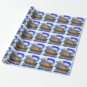 Cartoon von Fischereifahrzeugen Geschenkpapier