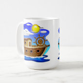 Cartoon von Fischereifahrzeugen Kaffeetasse (Vorderseite Links)