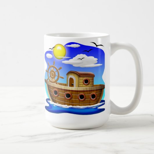 Cartoon von Fischereifahrzeugen Kaffeetasse (Rechts)