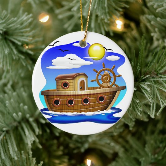 Cartoon von Fischereifahrzeugen Keramik Ornament (Baum)