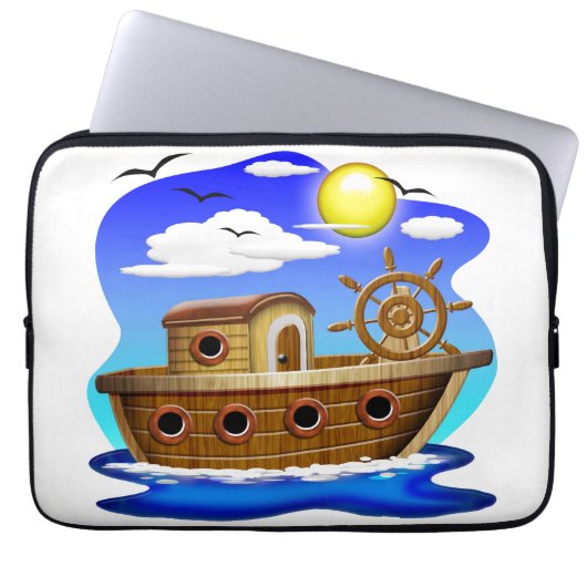 Cartoon von Fischereifahrzeugen Laptopschutzhülle (Vorderseite)